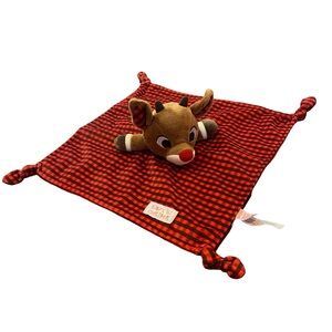 Rudolph The Red nosed Reindeer Plush Stuffed Animal Security Blanket‎ Red Plaid